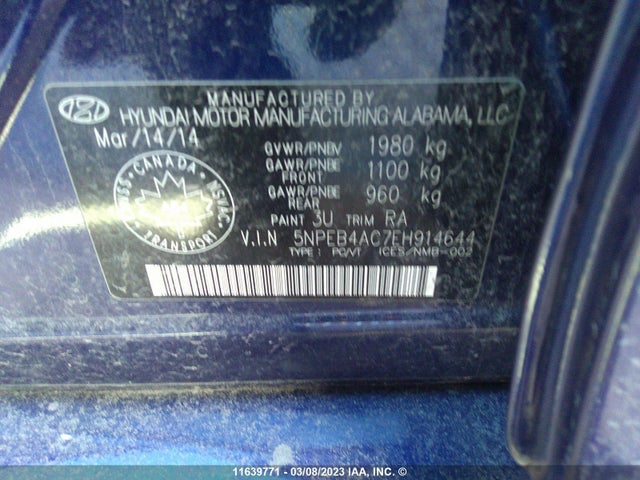 Hyundai SONATA GLS 2014 5NPEB4AC7EH914644 Image 11