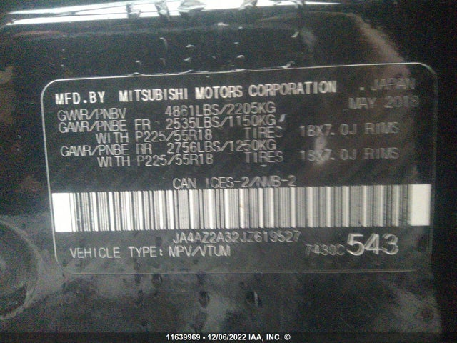 JA4AZ2A32JZ619527 Mitsubishi Outlander