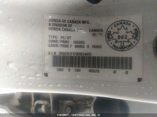 Honda Civic Dx-g 2011 2HGFA1F47BH014470 Image 10