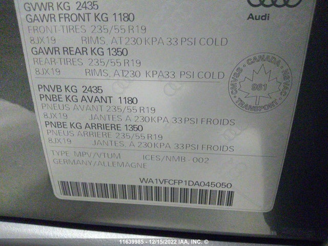 WA1VFCFP1DA045050 Audi Q5 Premium Plus