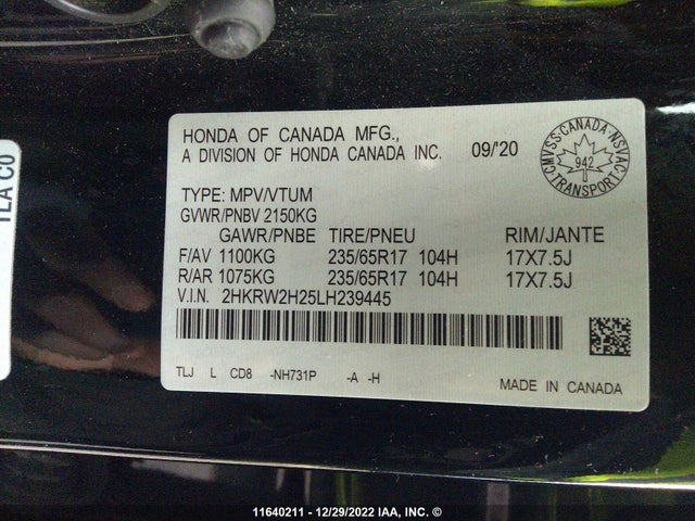 Honda CR-V 2020 2HKRW2H25LH239445 Image 10
