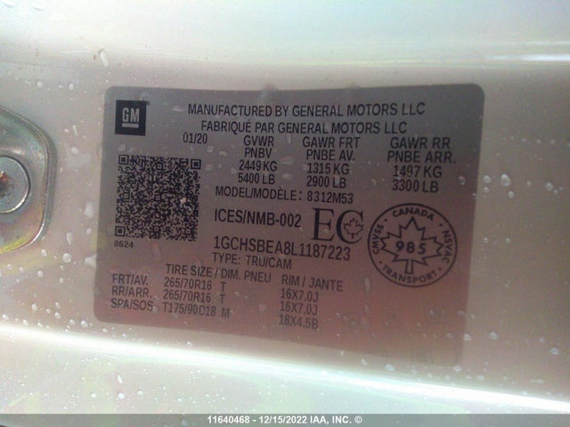 Chevrolet Colorado 2020 1GCHSBEA8L1187223 Image 9