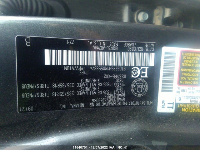 Toyota Highlander Xle 2021 5TDGZRBH1MS558874 Image 10