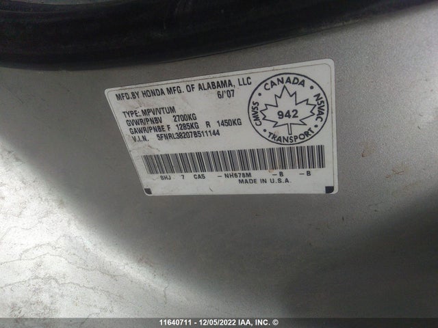 Honda Odyssey 2007 5FNRL38207B511144 Image 10