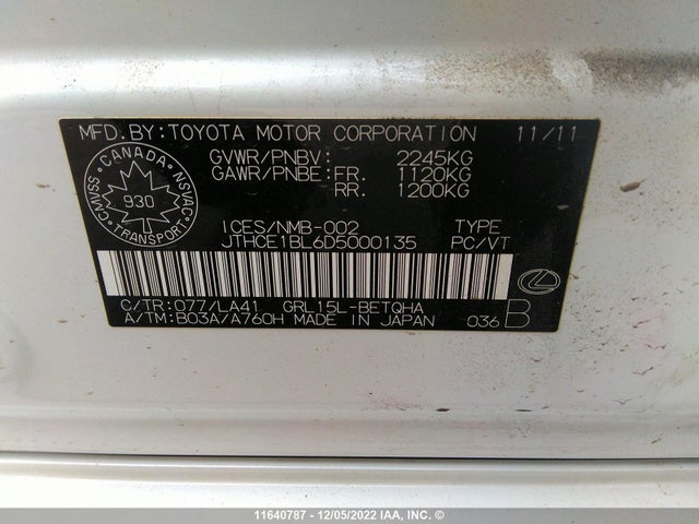 JTHCE1BL6D5000135 Lexus GS 350
