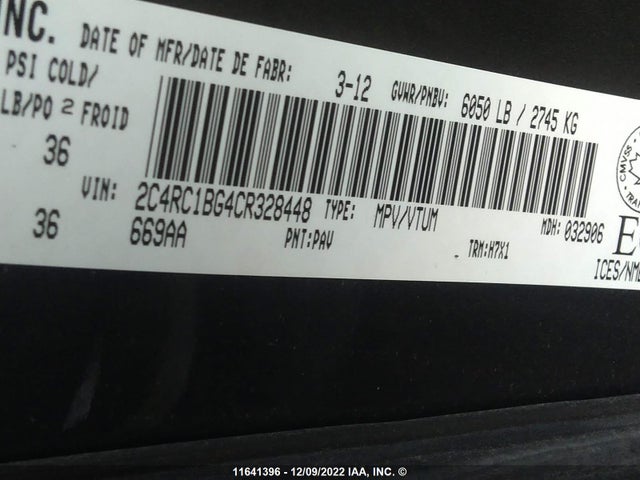 2C4RC1BG4CR328448 Chrysler Town & Country Touring