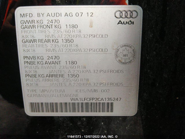 WA1LFCFP2CA135247 Audi Q5