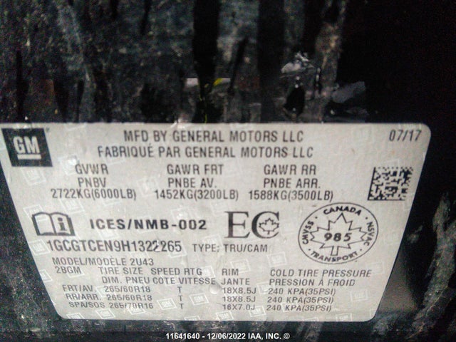 Chevrolet Colorado Lt 2017 1GCGTCEN9H1322265 Image 9