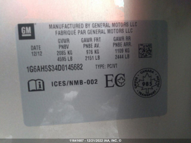 1G6AH5S34D0145682 Cadillac ATS LUXURY