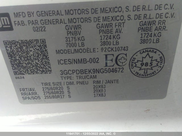 Chevrolet Silverado K1500 Custom 2022 3GCPDBEK9NG504672 Image 9