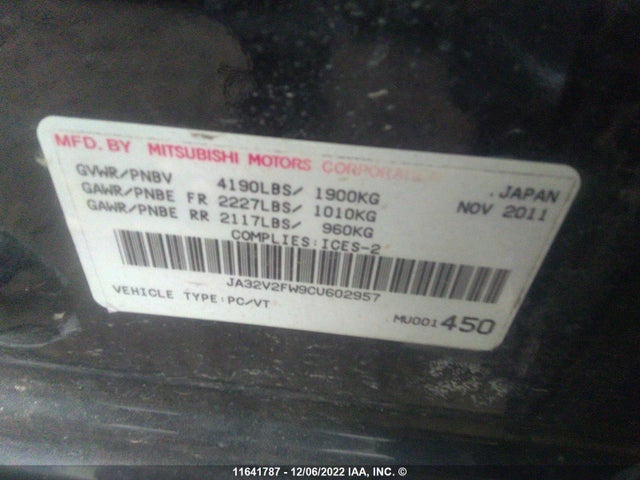 JA32V2FW9CU602957 Mitsubishi Lancer Se