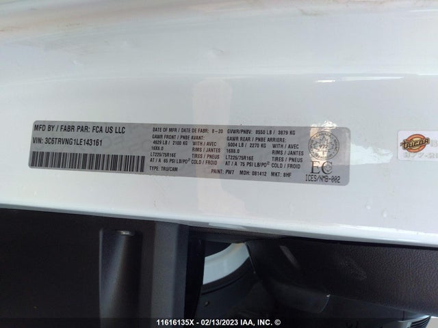 RAM Promaster 1500 1500 Standard 2020 3C6TRVNG1LE143161 Image 10