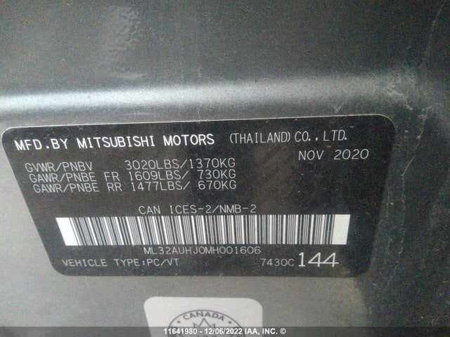 ML32AUHJ0MH001606 Mitsubishi Mirage Es/le