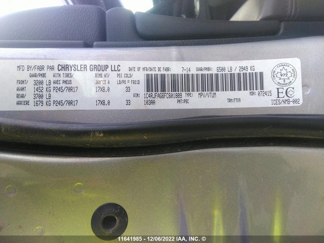 1C4RJFAG6FC601889 Jeep Grand Cherokee Laredo