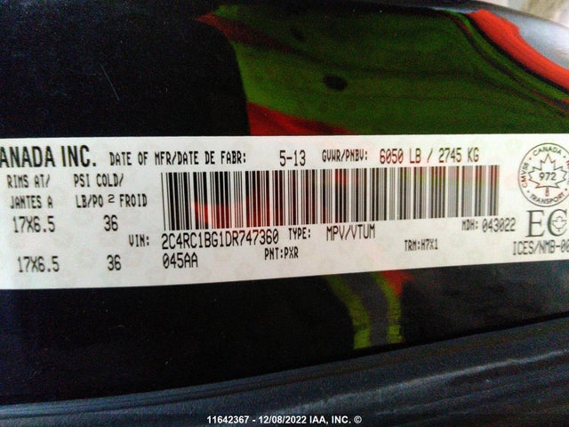 2C4RC1BG1DR747360 Chrysler Town & Country Touring