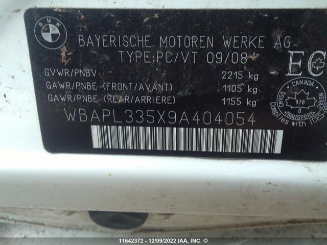 WBAPL335X9A404054 BMW 335 XI
