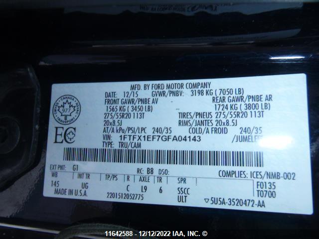 Ford F150 2016 1FTFX1EF7GFA04143 Image 9
