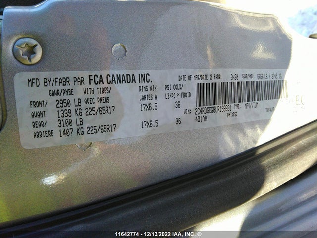 Dodge Grand Caravan Gt 2020 2C4RDGEG8LR199691 Image 9