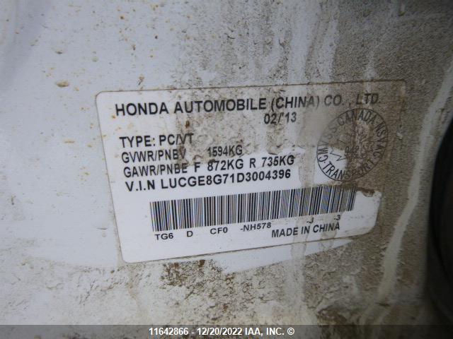 Honda Fit 2013 LUCGE8G71D3004396 Image 8