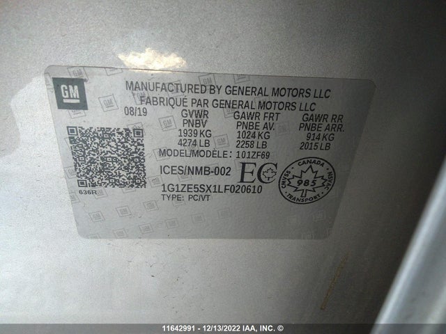 1G1ZE5SX1LF020610 Chevrolet Malibu