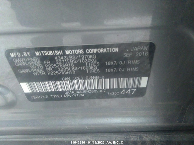 JA4AJ4AU5HZ602307 Mitsubishi Rvr Se Limited/gt