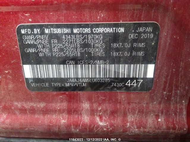 JA4AJ4AW5LU603285 Mitsubishi Rvr Se/sel/limited/gt