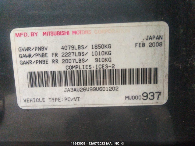JA3AU26U99U601202 Mitsubishi Lancer Es/es Sport