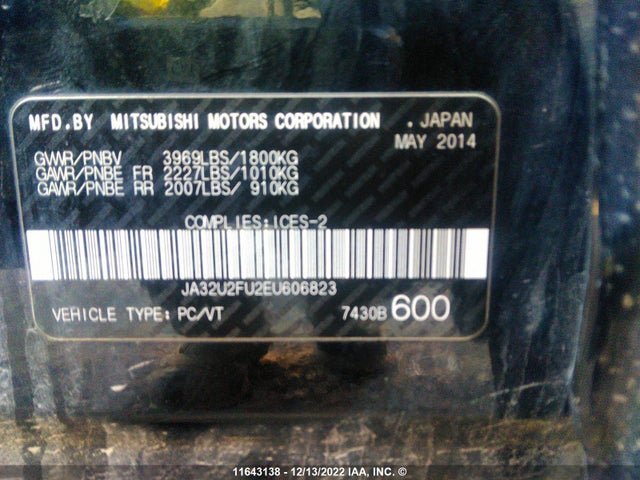 JA32U2FU2EU606823 Mitsubishi Lancer Es/es Sport