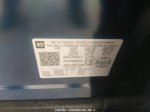 Chevrolet EQUINOX RS 2022 2GNAXWEV2N6110593 Image 9