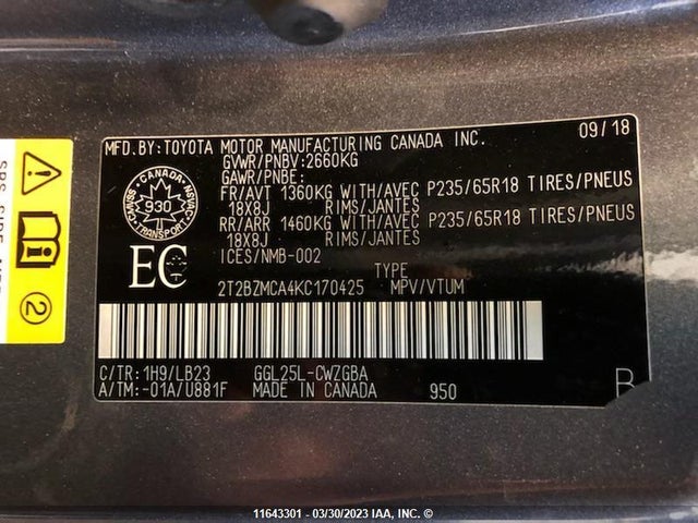 2T2BZMCA4KC170425 Lexus Rx 350 Base/350 F-sport