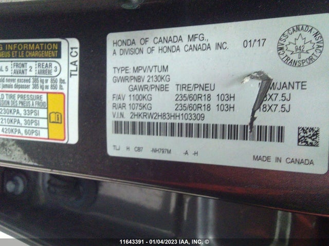 Honda CR-V 2017 2HKRW2H83HH103309 Image 9