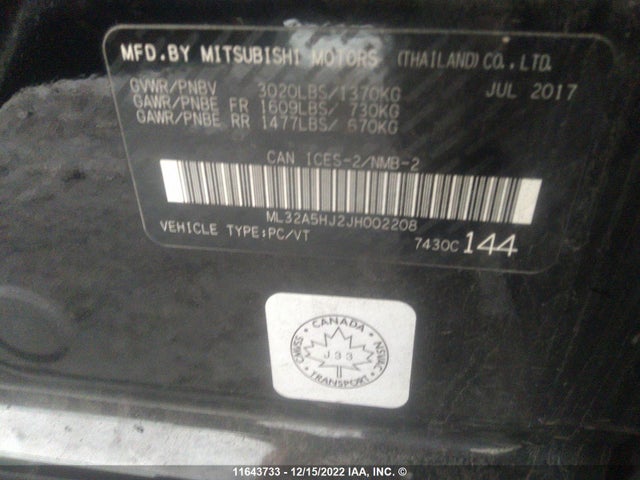 ML32A5HJ2JH002208 Mitsubishi Mirage Gt