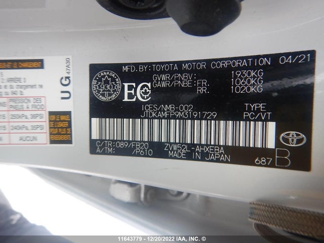 Toyota PRIUS 2021 JTDKAMFP9M3191729 Image 9