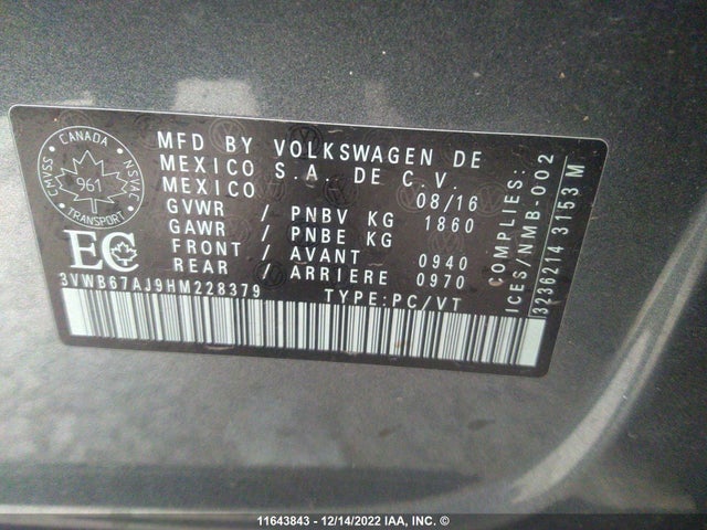 3VWB67AJ9HM228379 Volkswagen Jetta