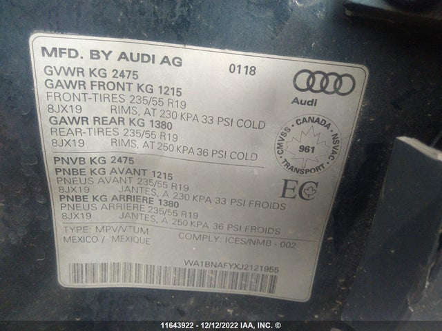 WA1BNAFYXJ2121955 Audi Q5 Premium Plus