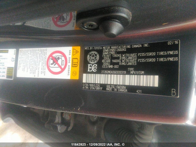 2T2BZMCA2GC020319 Lexus Rx 350/base/f Sport