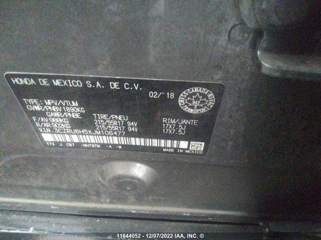 Honda HR-V EX 2018 3CZRU6H5XJM106477 Image 9