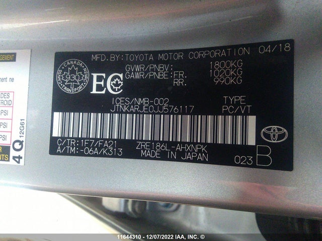 Toyota COROLLA IM 2018 JTNKARJE0JJ576117 Image 10
