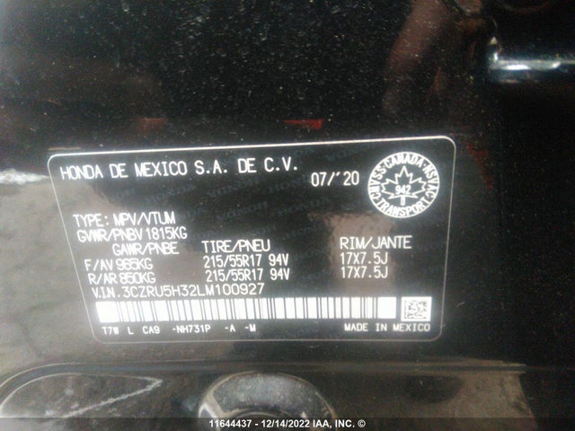 Honda HR-V 2020 3CZRU5H32LM100927 Image 9