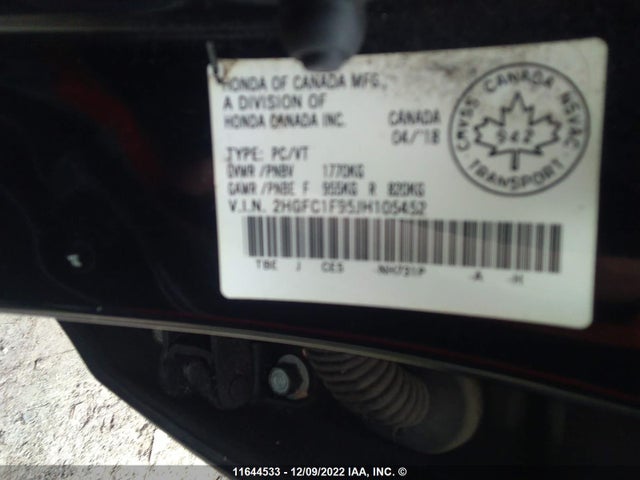Honda Civic Touring 2018 2HGFC1F95JH105452 Image 9