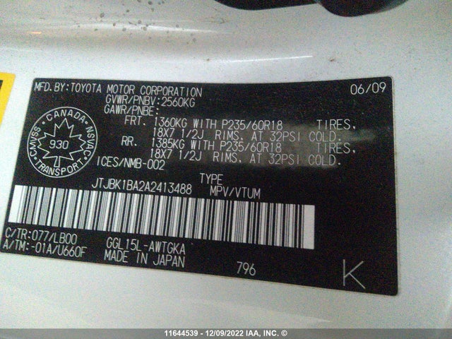JTJBK1BA2A2413488 Lexus RX 350