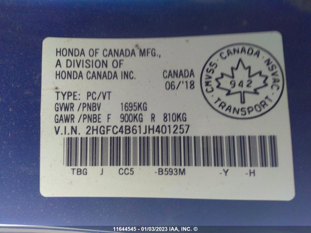 Honda Civic Lx 2018 2HGFC4B61JH401257 Image 9
