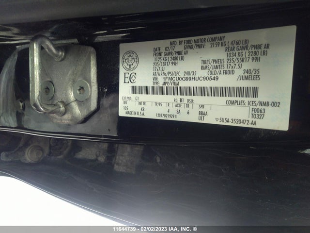 Ford ESCAPE 2017 1FMCU0G99HUC90549 Image 9
