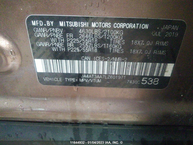 JA4AT3AA7LZ601971 Mitsubishi Eclipse Cross Es