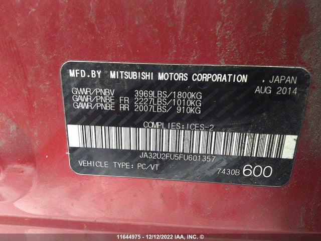 JA32U2FU5FU601357 Mitsubishi LANCER ES