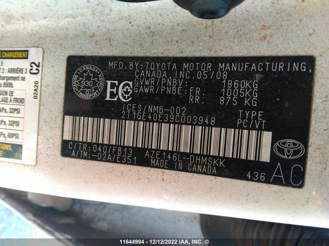 Toyota Corolla Matrix Xrs 2009 2T1GE40E39C003948 Image 10