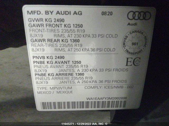 WA1EAAFY3M2002898 Audi Q5 Progressiv