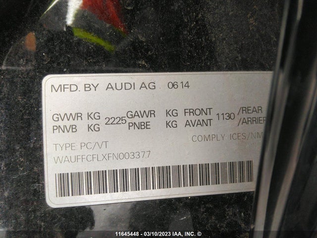 WAUFFCFLXFN003377 Audi A4 Premium Plus