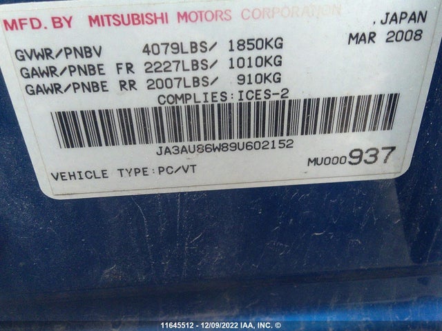 JA3AU86W89U602152 Mitsubishi LANCER GTS