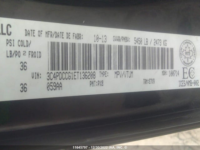 Dodge Journey Sxt 2014 3C4PDCCG1ET136208 Image 9